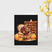 Turkey Reading Books Fall Thanksgiving Teacher Boo Karte (Gelbe Blume)