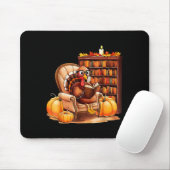 Turkey Reading Books Fall Thanksgiving Teacher Boo Mousepad (Mit Mouse)