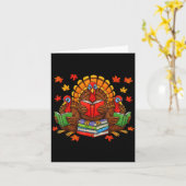 Turkey Reading Books Teacher Fall Thanksgiving Boo Karte (Gelbe Blume)