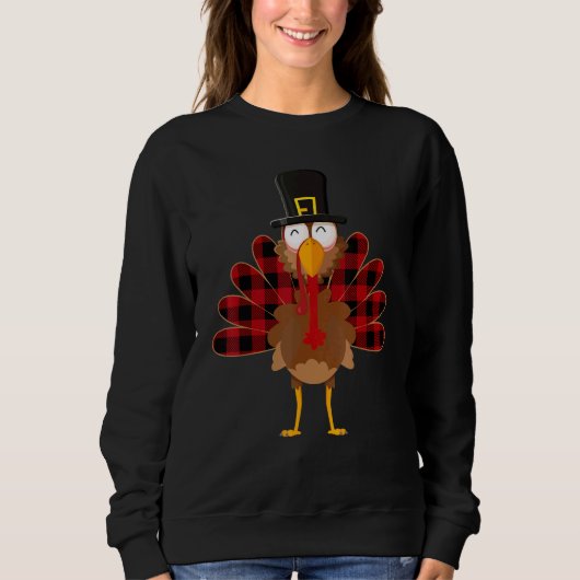 Turkey Red Plaid Thanksgiving Day   Boys Girls Sweatshirt (Vorderseite)