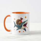 Turkey Riding Shark Funny Thanksgiving Tasse (Links)
