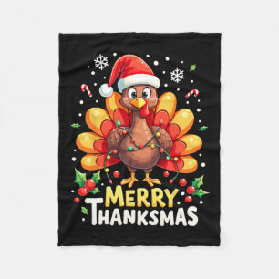 Turkey Santa Happy Merry Thanksmas Erntedank Ch Fleecedecke