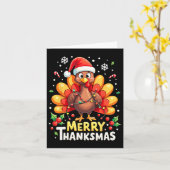 Turkey Santa Happy Merry Thanksmas Erntedank Ch Karte (Gelbe Blume)