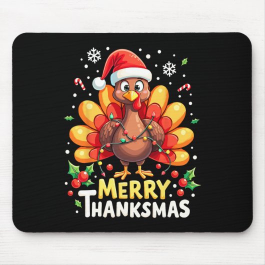 Turkey Santa Happy Merry Thanksmas Erntedank Ch Mousepad (Vorne)