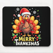 Turkey Santa Happy Merry Thanksmas Thanksgiving Ch Mousepad (Vorne)