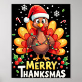 Turkey Santa Happy Merry Thanksmas Thanksgiving Ch Poster (Vorne)