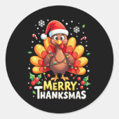 Turkey Santa Happy Merry Thanksmas Thanksgiving Ch Runder Aufkleber (Vorderseite)