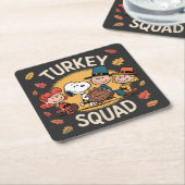Turkey Squad Funny Cartoon Friends Thanksgiving Rechteckiger Pappuntersetzer (angewinkelt)