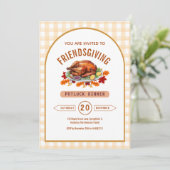 Turkey Thanksgiving Potluck Dinner Arch Gingham  Einladung (Stehend Vorderseite)