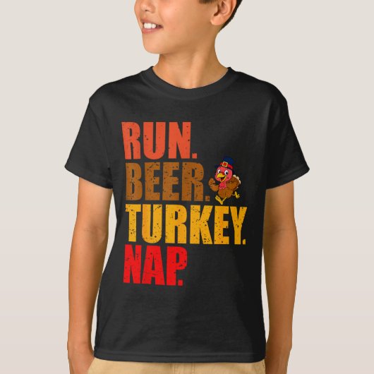 Turkey Trot Running Thanksgiving Run Beer Nap  T-Shirt (Vorderseite)