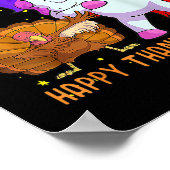 Turkey Unicorn Dancing Funny Erntedank Girls Wo Poster (Ecke)
