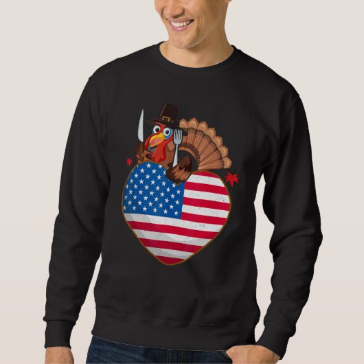 Turkey USA Flag Thanks Giving American Thanksgivi Sweatshirt (Vorderseite)