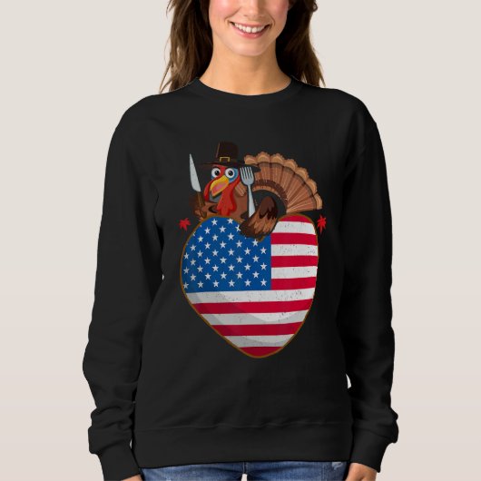 Turkey USA Flag Thanks Giving American Thanksgivi Sweatshirt (Vorderseite)