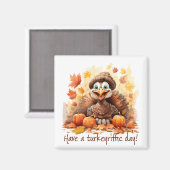 Turkeyrific Day – Playful Thanksgiving Scene Magnet (Vorderseite/Rückseite)