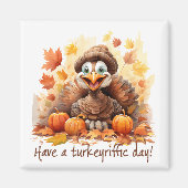 Turkeyrific Day – Playful Thanksgiving Scene Magnet (Vorne)
