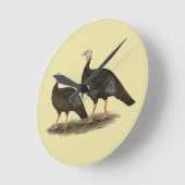 Turkeys Eastern Wild Pair Runde Wanduhr (Winkel)