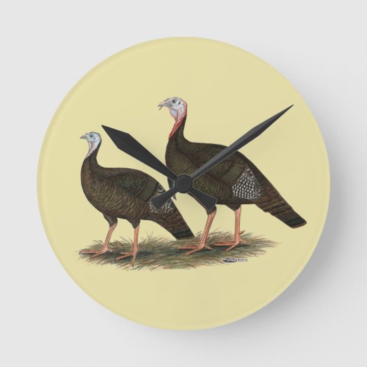 Turkeys Eastern Wild Pair Runde Wanduhr (Vorderseite)