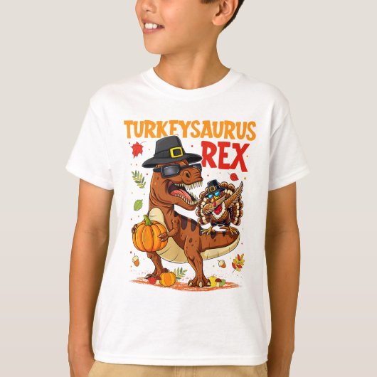 Turkeysaurus Rex Dab Turkey Dino Erntedank Todd T-Shirt (Vorderseite)