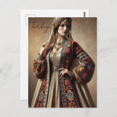 Türkin in traditioneller ottomanischer Kleidung Postkarte (Vorne/Hinten)