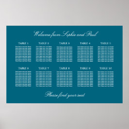 Türkis 10 Tabelle Hochzeitskartentabelle Poster