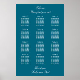 Türkis 12 Tabelle Hochzeitskartentabelle Poster