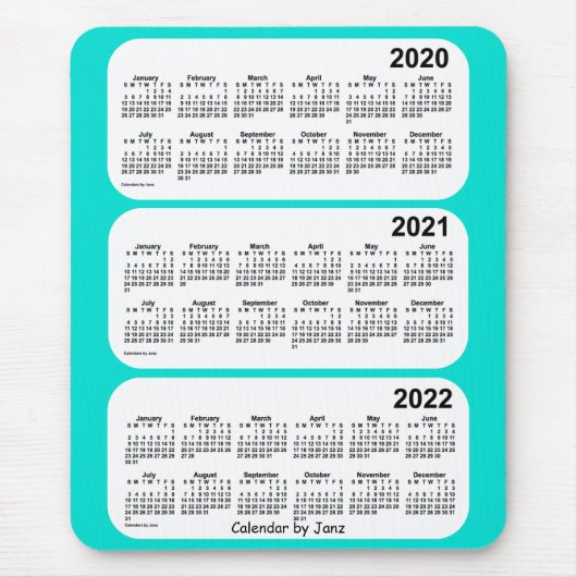 Türkis-3-jähriger Kalender 2020-2022 durch Janz Mousepad (Vorne)