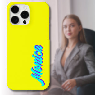 Türkis 3D Indigo Moderner Name   Funny Neon Lemon iPhone 16 Pro Max Hülle