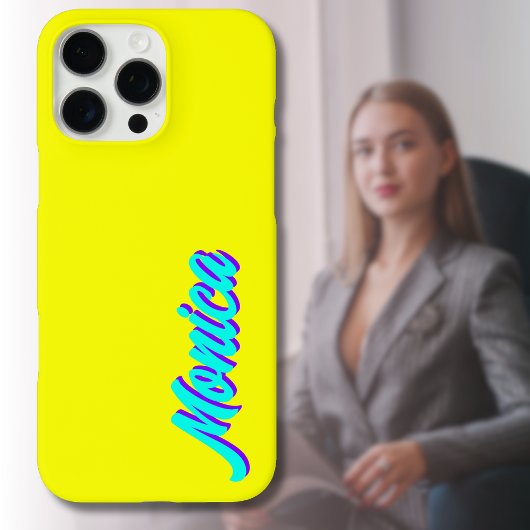 Türkis 3D Indigo Moderner Name | Funny Neon Lemon Case-Mate iPhone Hülle
