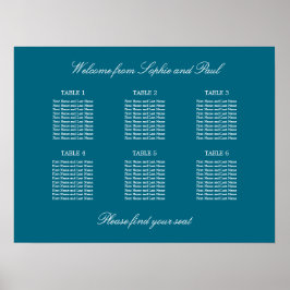 Türkis 6 Tabelle Hochzeitsdiagramm Poster