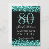 Türkis 80. Geburtstag Save the Date Einladung (Vorderseite)