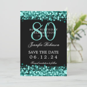 Türkis 80. Geburtstag Save the Date Einladung