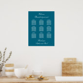 Türkis 9 Tabelle Hochzeitsdiagramm Poster (Küche)