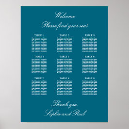 Türkis 9 Tabelle Hochzeitsdiagramm Poster