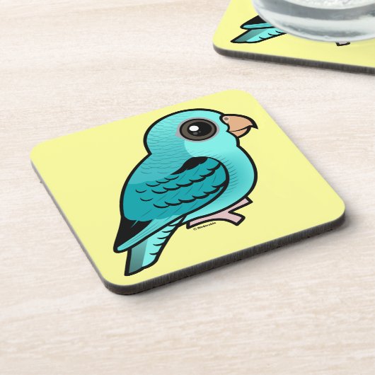 Türkis abgehaltener Parakeet Untersetzer (Linke Seite)