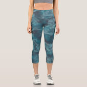Türkis Abstrakt Capri Leggings (Vorderseite)