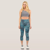 Türkis Abstrakt Capri Leggings (Vorderseite)