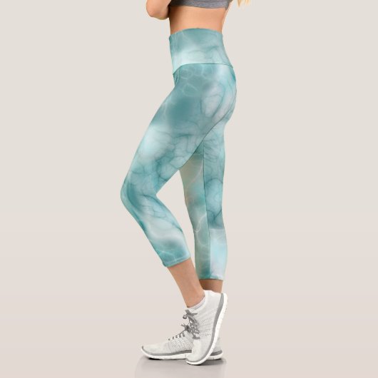 Türkis Abstrakt Capri Leggings (Links)