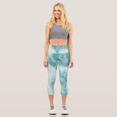 Türkis Abstrakt Capri Leggings (Vorderseite)
