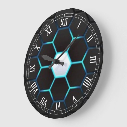 Türkis Abstrakt Große Wanduhr (Winkel)