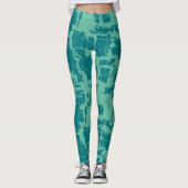 Türkis abstrakt leggings (Vorderseite)