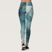 Türkis Abstrakt Watercolor Gold Glitzer Leggings (Rückseite)