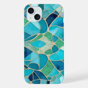 Türkis abstraktes Mosaik im Art Deco-Stil iPhone 15 Plus Hülle