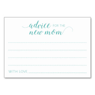 Türkis Advice Cards Junge Mutter Babydusche Tischnummer