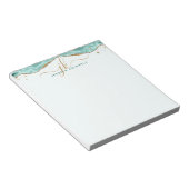 Türkis Agate Gold Glitzer Script Monogram Notizblock (angewinkelt)