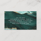 Türkis Agate Gold Glitzer Script Monogram Visitenkarte (Rückseite)