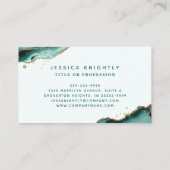 Türkis Agate Imitats Gold Glitzer Monogram Script Visitenkarte (Rückseite)