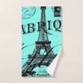 Türkis Aqua aquamarin Scripte Paris Eiffel Tower Badhandtuch Set (Handtuch)
