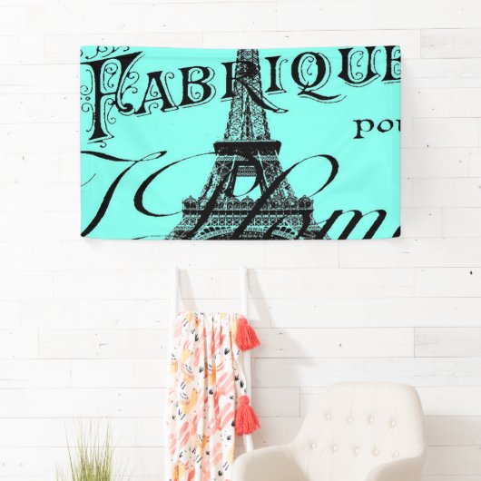 Türkis Aqua aquamarin Scripte Paris Eiffel Tower Banner (Insitu)