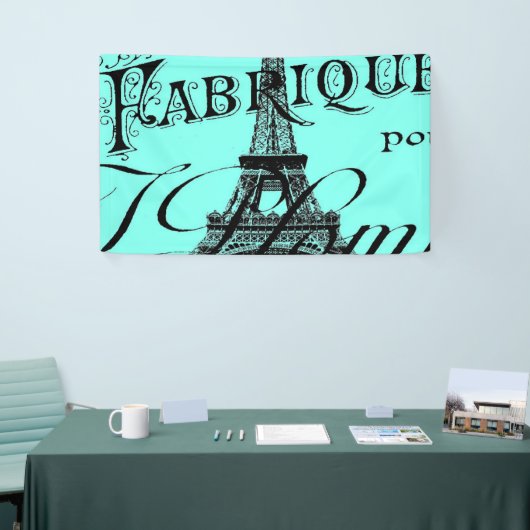 Türkis Aqua aquamarin Scripte Paris Eiffel Tower Banner (Messeveranstaltung)