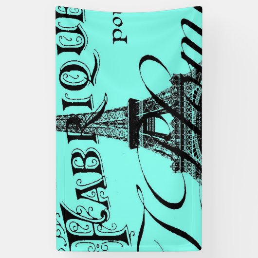 Türkis Aqua aquamarin Scripte Paris Eiffel Tower Banner (Vertikal)